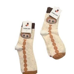 2 Pair Labubu Cream and Brown Wimen’s Socks